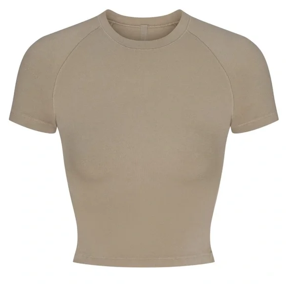 Skims Vintage CROPPED RAGLAN T-SHIRT Taupe - Picture 2 of 13